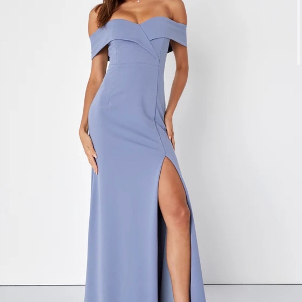 Lulus Song of Love Blue Grey Maxi Dress